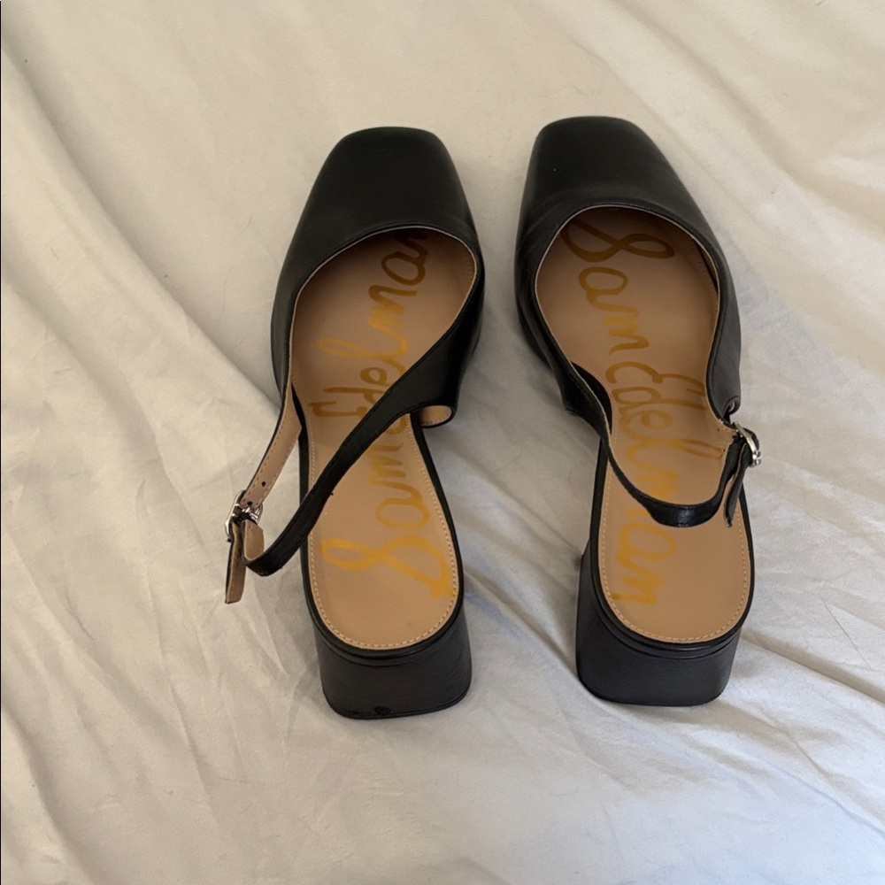 Sam Edelman Black Square-Toe Slingback Heels